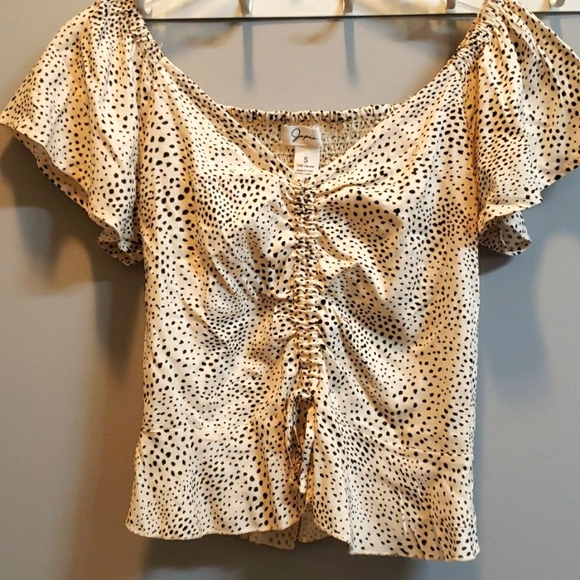 Japna Ruffle Sleeve Ruched and Smocked Top, Small - Picture 1 of 6